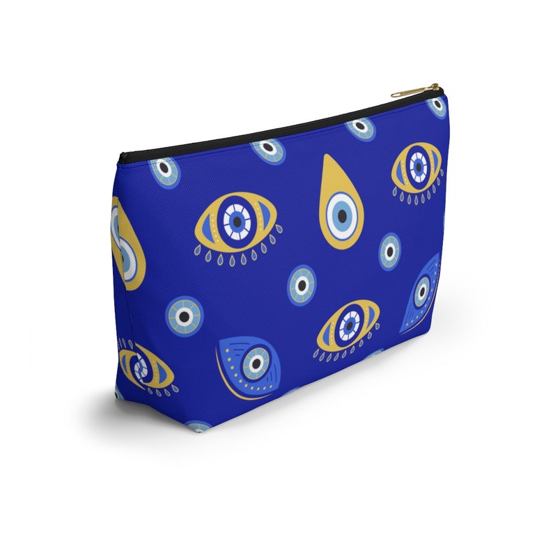 Trousse de maquillage mauvais œil, cadeau grec mauvais œil, trousse à cosmétiques mystique avec fermeture à glissière, pochette bleu mauvais œil, trousse de toilette cadeau grec image 6