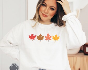 Fall Leaves Sweatshirt, Women's Fall Sweatshirt, Thanksgiving Outfit, Fall Themed Sweater, Fall Lover, Winter Sweatshirt, Fall Vibes Sweater