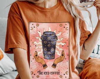 Camiseta de cartas del tarot, Comfort Colors ®, camiseta de tarot místico, camiseta vintage de bruja, mujer bruja, camiseta de tarot de café, camiseta celestial