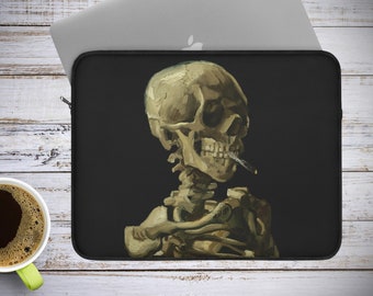 Housse pour ordinateur portable Van Gogh, housse pour ordinateur portable tête de mort, pochette pour ordinateur portable Vincent Van Gogh squelette fumeur, cadeaux artistiques, housse pour Macbook 12 13 15 pouces