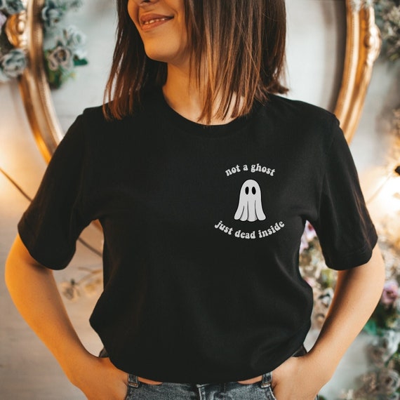 Ghost Pocket Shirt Halloween Pocket Tshirt Not A Ghost Dead Inside