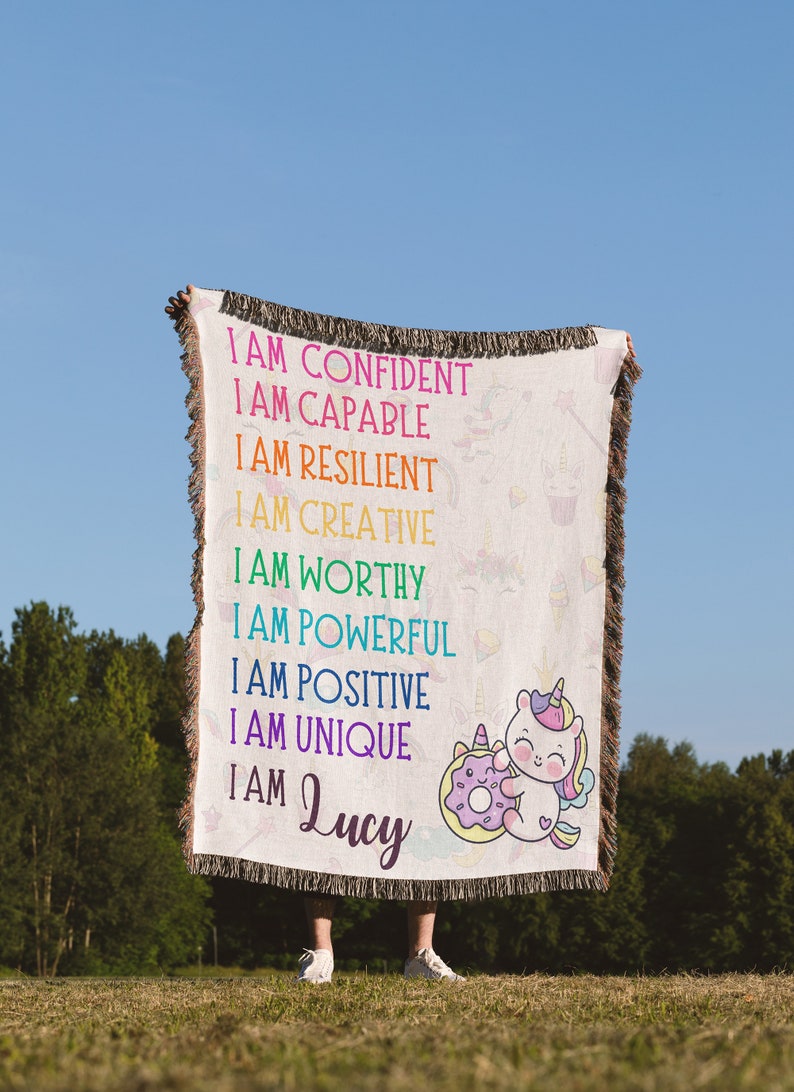 To My Daughter Custom Blanket, Personalized Positive Affirmations Woven