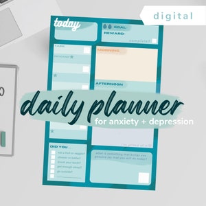 Daglig planerare och att-göra-lista för depression och ångest | Belöningsbaserade uppgifter, digital planering, daglig egenvårdsspårare