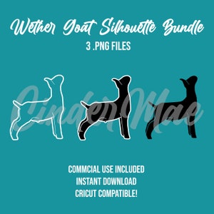 Afficher les fichiers PNG de chèvre Silhouette Bundle 3 || Que ce soit Boer Livestock Téléchargement numérique instantané Décalcomanie Stock Pochoir Utilisation commerciale