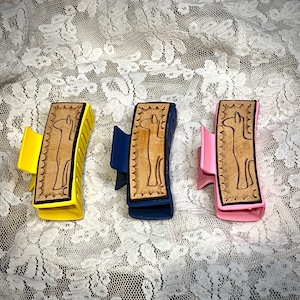 Lamb 4in Claw Clip || Made to Order || Tooled Real Leather || Western Colorful || Fashion Hair Clip  showman gift Livestock Ewe Wether