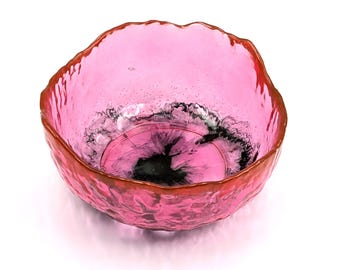 Small Pink with Black Ripple Textured Resin Bowl ~ Trinket, Offering,  Fruit, Cereal, Ice Cream