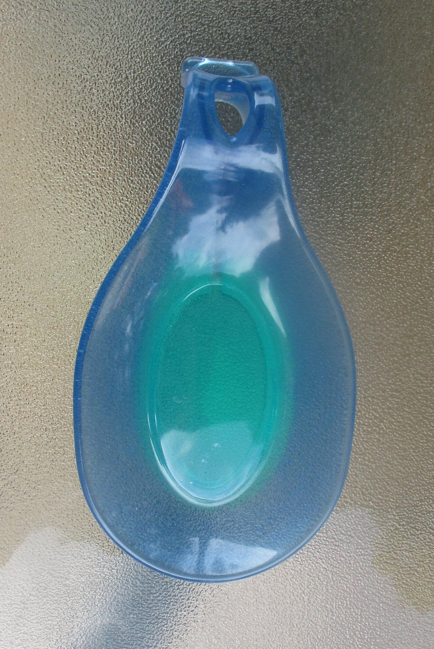 Blue, Green Spoon Rest. Extralarge. Rustic Housewares. Made With Food Grade Resin. Indoor or