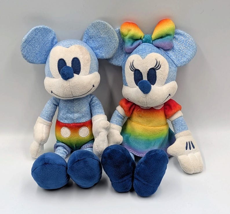 Mickey And Minnie Mouse Disney Rainbow Collection Plush 9” Pride image 1
