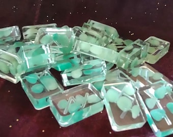 Elder Futhark Runes. Aventurine gemstone. Handmade with resin.