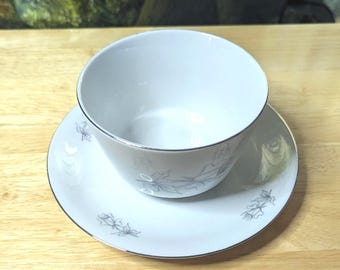 Winterling Bavaria Germany Gray Silver Rose gravy bowl