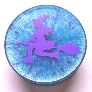 Resin Herb Spice grinder ~ Witch on a broom