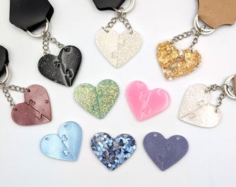 Heart Puzzle Keychains ~ Resin ~ Couples, Siblings, Child & Parent, Bffs