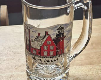 Block Island RI souvenir glass beer mug 16 oz