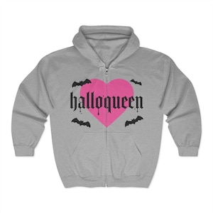 Halloween Unisex Full Zip Hoodie, Spooky Apparel, Halloween Queen Sweatshirt, Cozy Gift for Her, Fall Fashion