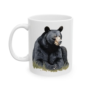 Black Bear In The Wild Ceramic Mug, Great Gift For Bear Lovers, Wildlife Enthusiasts, Animal Lovers, Nature Lovers, Outdoor Enthusiasts,