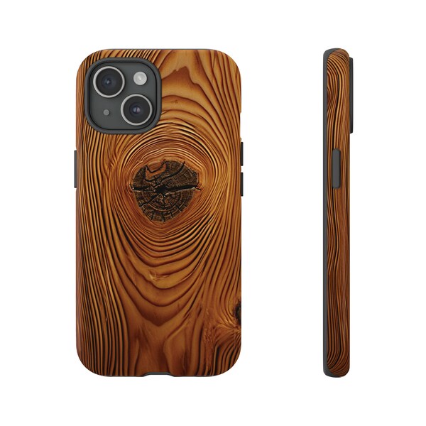 Knotted Pine, Simulated Wood Grain, Impact Resistant Tough iPhone Case, Fits iPhone 11 Through 15, Glossy Or Matte Finish, Great Gift Idea