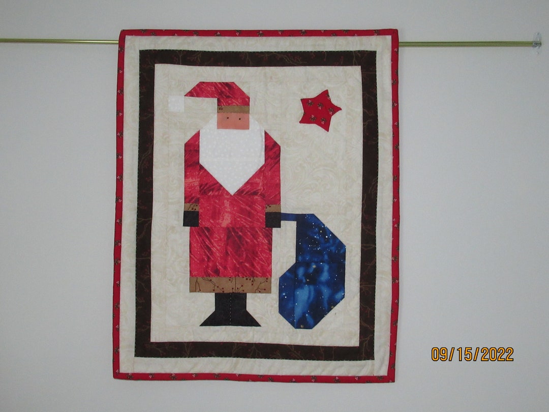 Handmade Quilted Christmas Wall Hanging santa and His Pack Etsy