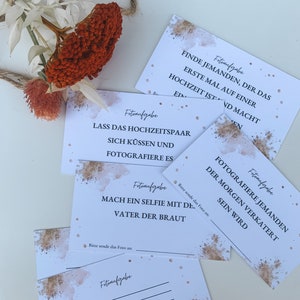 Das Foto-Aufgabenspiel für die Hochzeit: 46 Fotoaufgaben + 5 Blanko Fotokarten I Fotoaufgaben I Hochzeitsspiel I