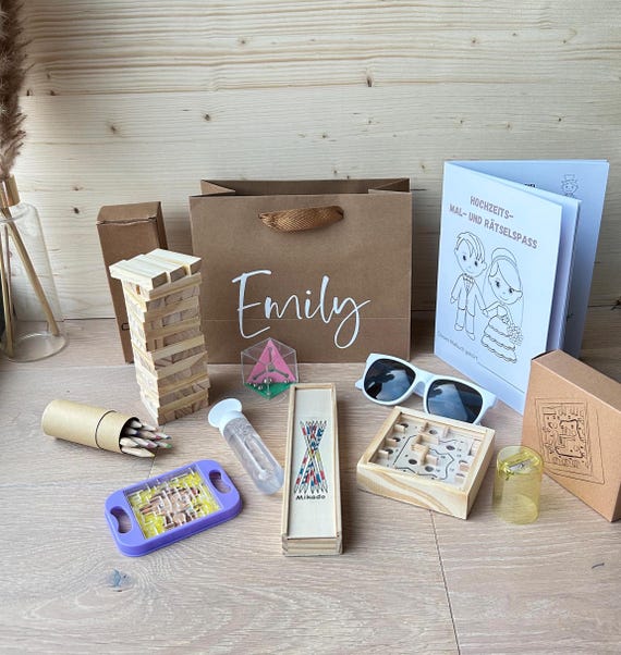 XL Kinderbeschäftigung Hochzeit – Spieleset für Kinder – personalisierte Gastgeschenke