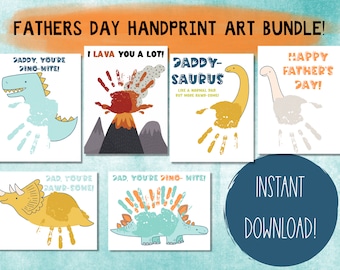 Printable Father’s Day Handprint Gift, Father’s Day Card, Personalized Gift for Dad, DIY Dad Gift from Kids, Father’s Day Bundle