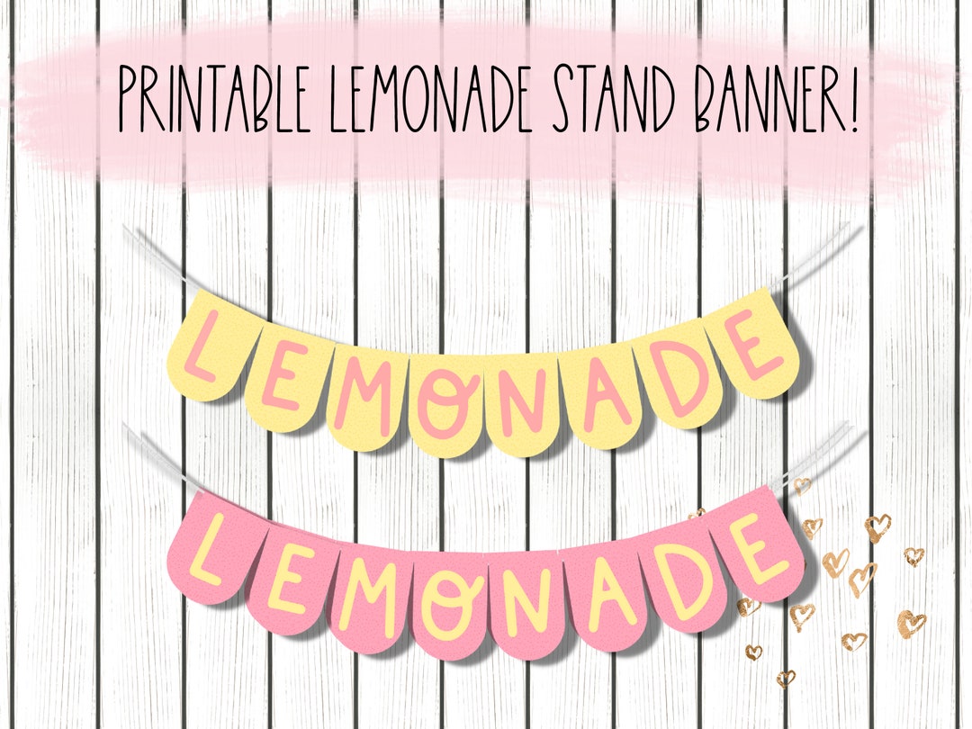 Printable Lemonade Stand Banner, Lemon Party Printable, Kids Summer