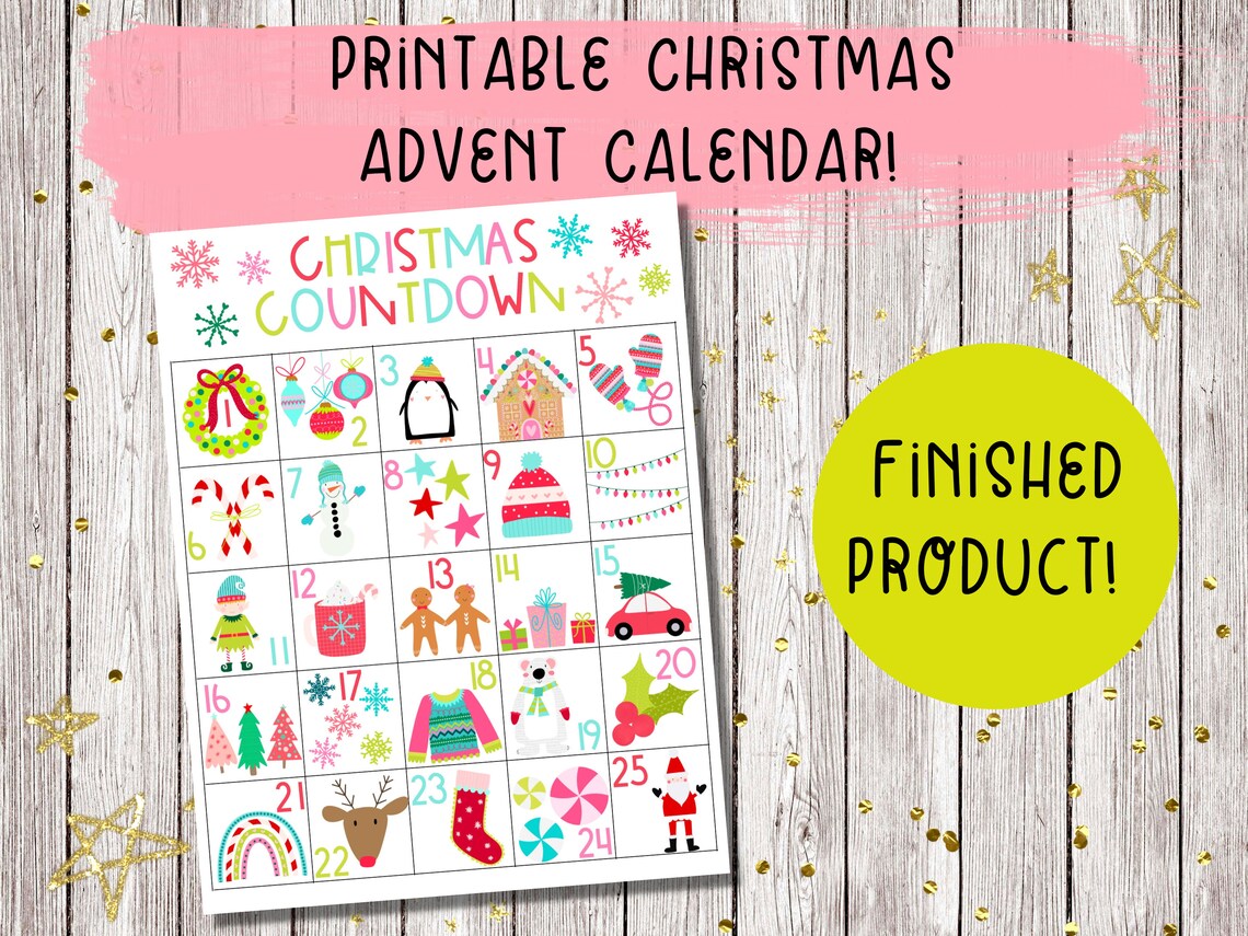 Printable Christmas Advent Calendar Countdown to Christmas - Etsy