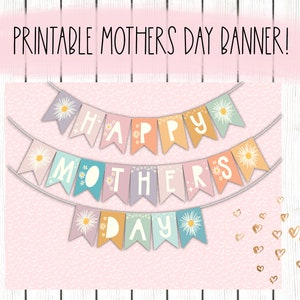 Printable Happy Mothers Day Banner Instant Download Happy - Etsy