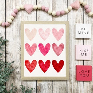 Printable Valentines Wall Art, Boho Watercolor Art Print, Hand Drawn Valentines Decor, Printable Home Decor