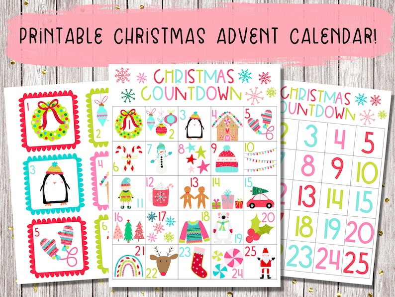 Printable Christmas Advent Calendar Countdown to Christmas Etsy