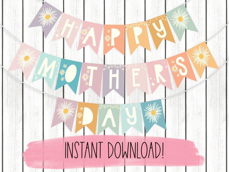 Printable Happy Mothers Day Banner Instant Download Happy - Etsy