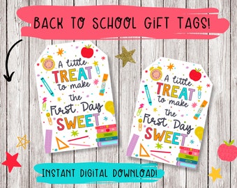 Cute Back-to-School Printable Gift Tags Set - Instant Download / First Day of School Tag / Teacher Gift / Back to School Party Tags for Kids