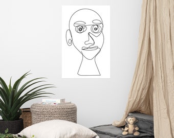 Continuous Line Art Print | "Caffeinated" | Vertical Contemporary Minimalist Wall Poster | Unframed