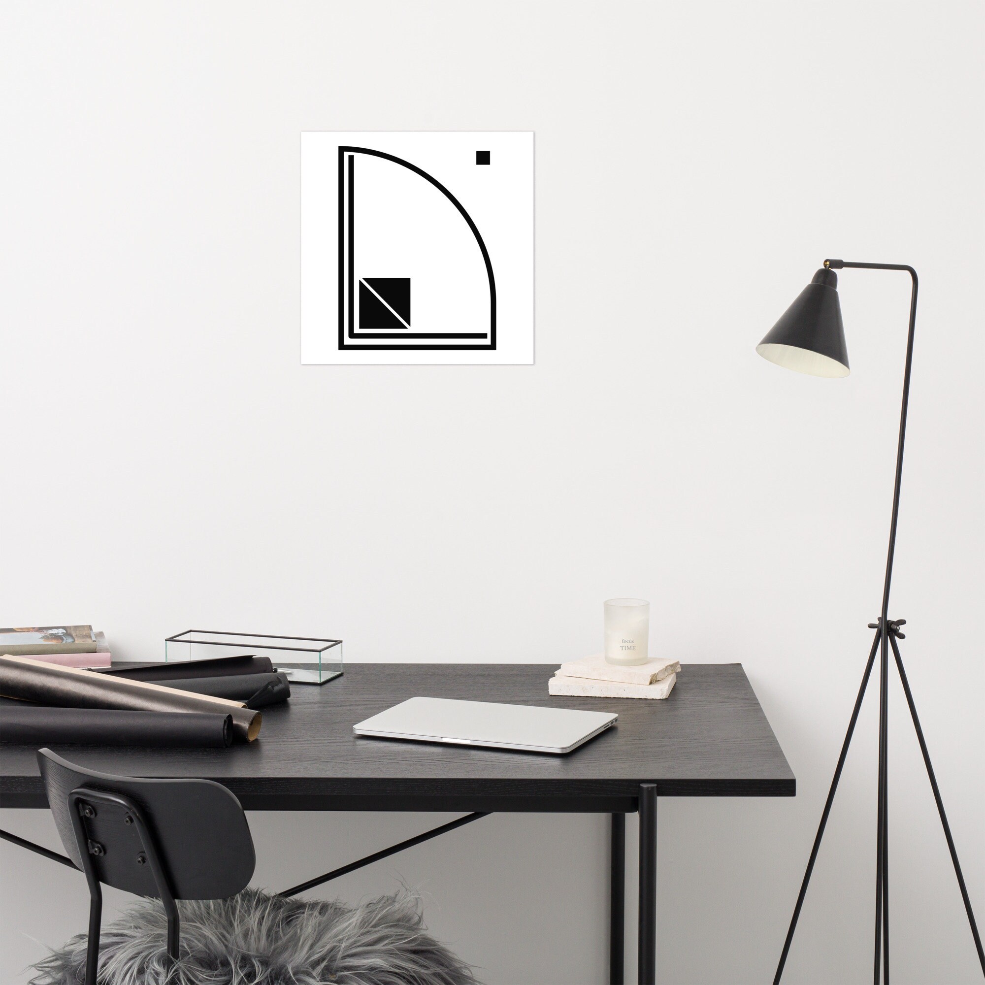 Modern Geometric Art Print | Black White Wall Decor | Unframed Vertical ...
