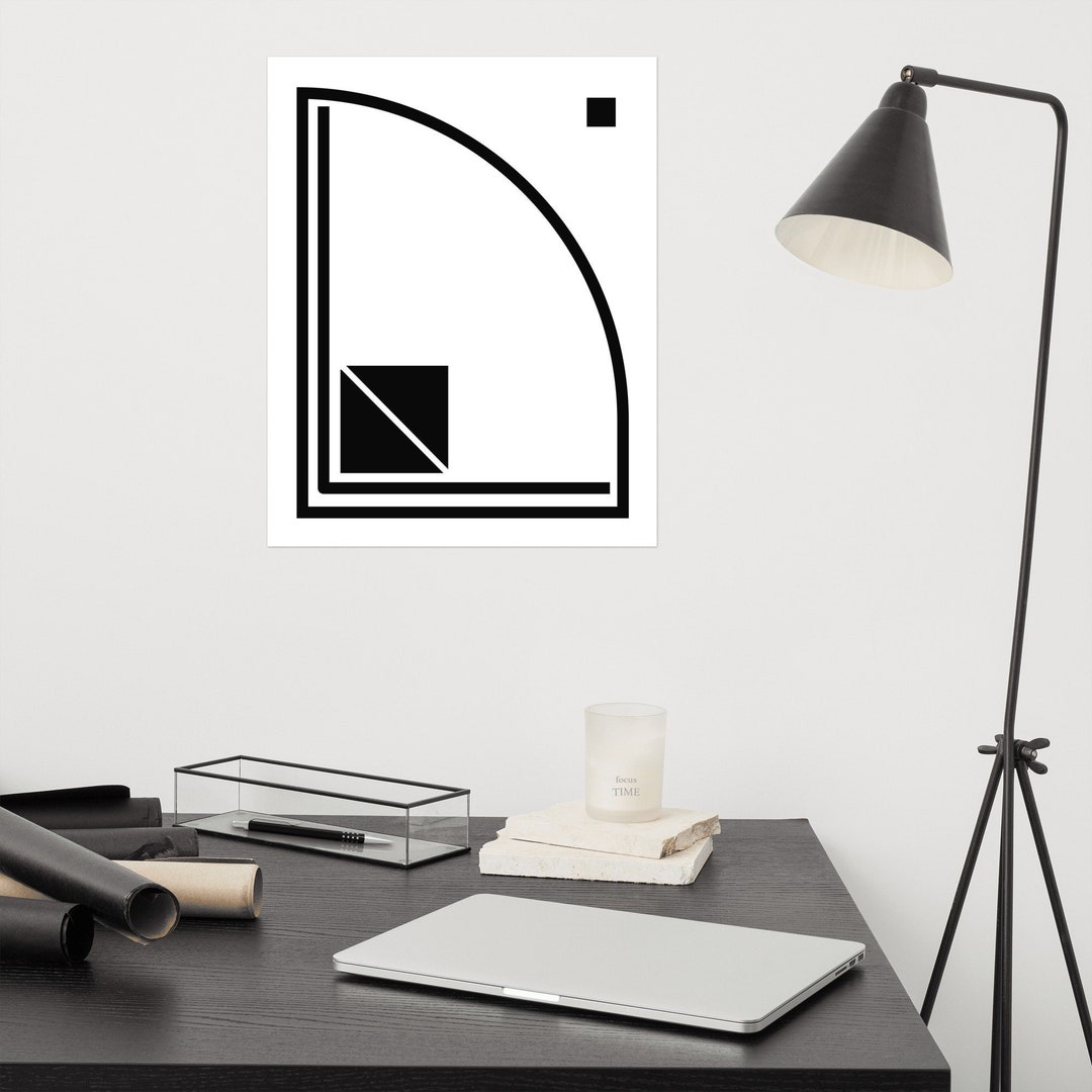 Modern Geometric Art Print | Black White Wall Decor | Unframed Vertical ...