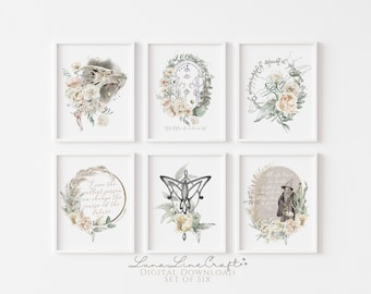 Set of 6 Tolkien Prints | Floral Watercolor Printable Nursery Gallery Wall Art | "Not all those who wander are lost" | Digital Download