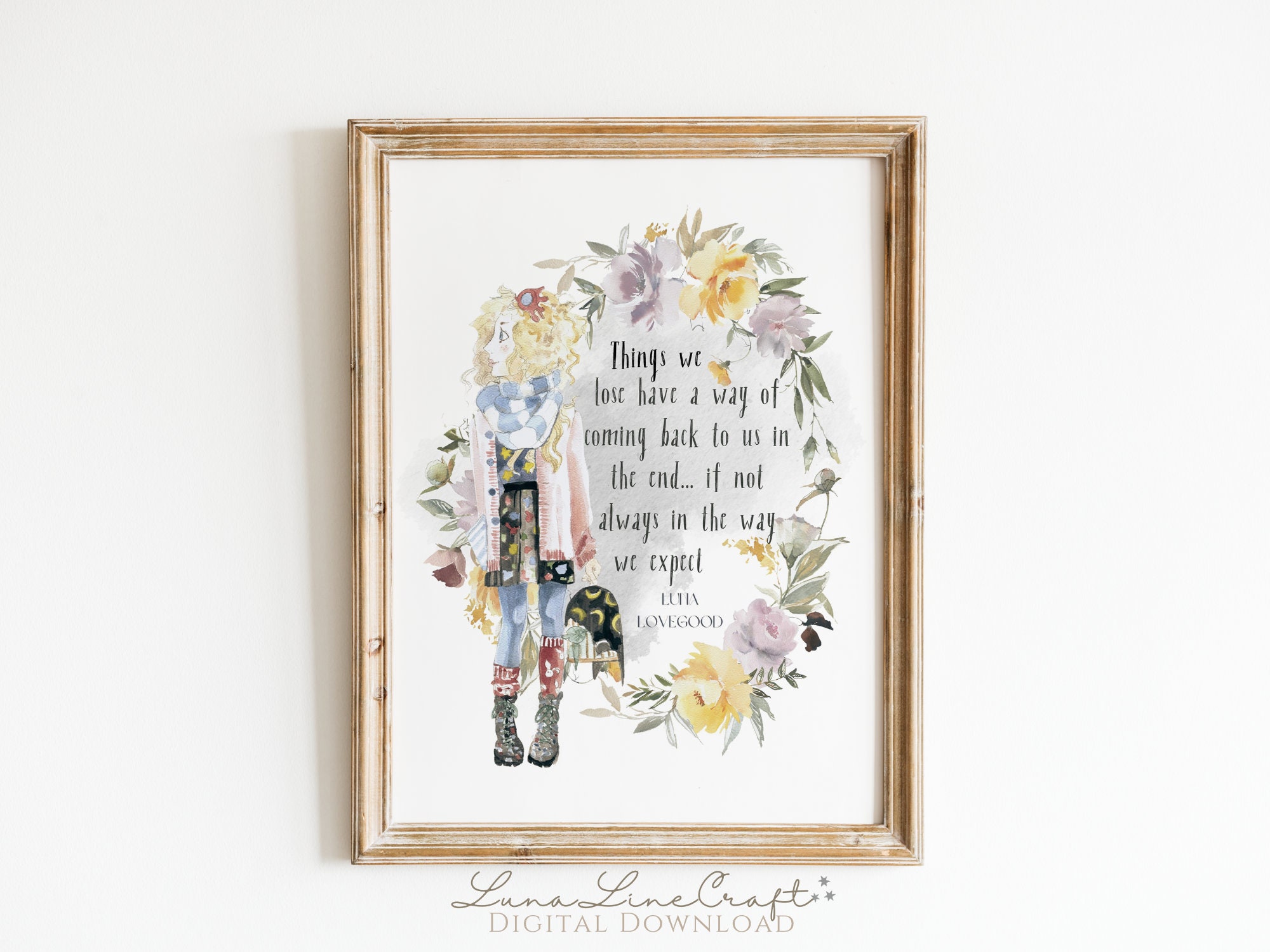 HP Luna Inspirational Quote | Floral Pastel Watercolor Printable Wall ...