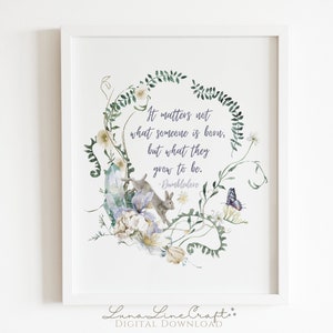 HP Inspirational Quote | Floral Pastel Watercolor Printable Wall Art | Whimsical Wizard Magic School Print | Digital Download Q01