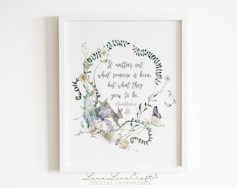 HP Inspirational Quote | Floral Pastel Watercolor Printable Wall Art | Whimsical Wizard Magic School Print | Digital Download Q01