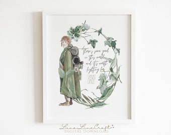 Sam Quote "There's some good in this world..." | Watercolor Printable Wall Art | Modern Bohemian Middle Earth Print | Digital Download