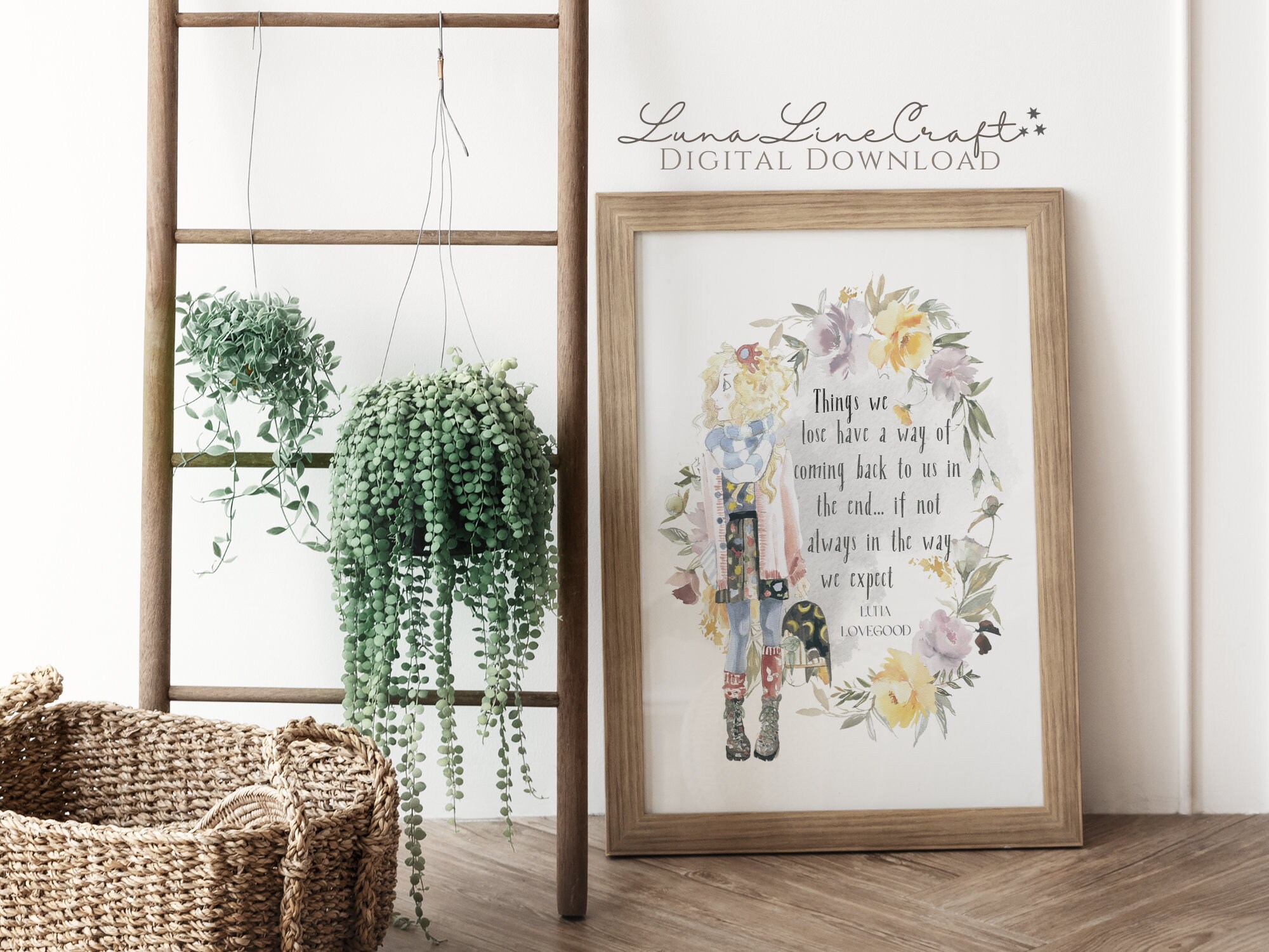 HP Luna Inspirational Quote | Floral Pastel Watercolor Printable Wall ...