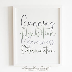 Cunning Snake Magic Castle House Traits | Inspirational Modern Watercolor Printable Wall Art | Whimsical Wizard School | Digital Download