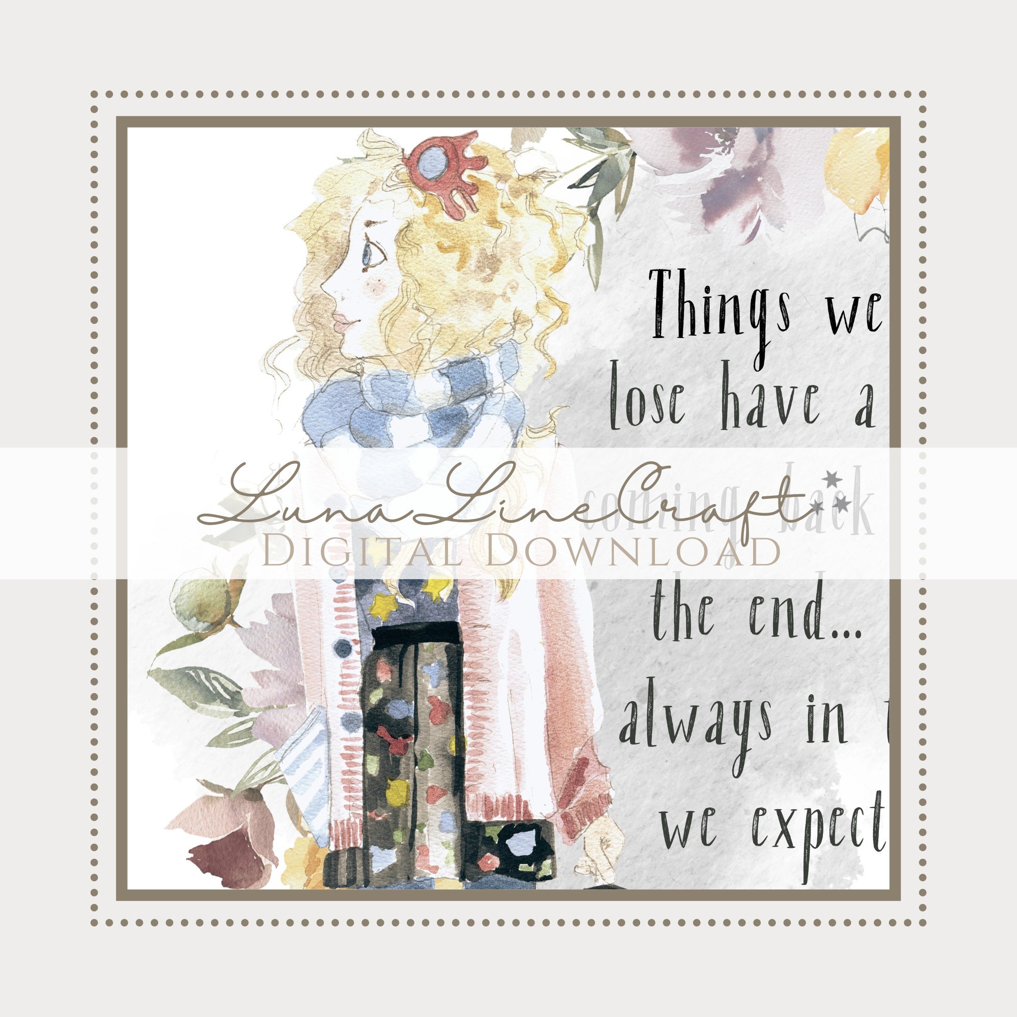 HP Luna Inspirational Quote | Floral Pastel Watercolor Printable Wall ...
