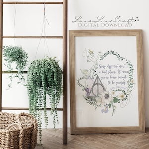 HP Luna Inspirational Quote | Floral Pastel Watercolor Printable Wall ...