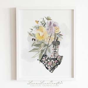HP Luna Schuhe und Blumen | Blumen Pastell Aquarell druckbare Wandkunst | Zauberhafte Zauberschule Druck | Digitaler Download Q04
