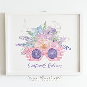 Exceptionally Ordinary Quote | Luna Floral Watercolor Printable Wall Art | Whimsical Wizard Magic School Print | Digital Download