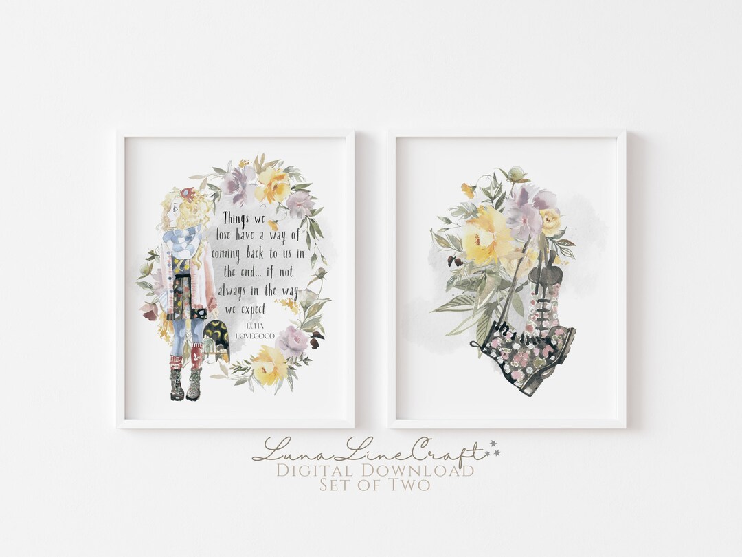 Set of 2 HP Luna Inspirational Quote Prints | Floral Pastel Watercolor ...