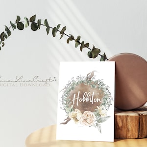 Set von 24 Tolkien Hochzeit Tischnamen | Blumen Aquarell druckbare Kunst | Moderne Boho Mittelerde Event Drucke | Digitaler Download