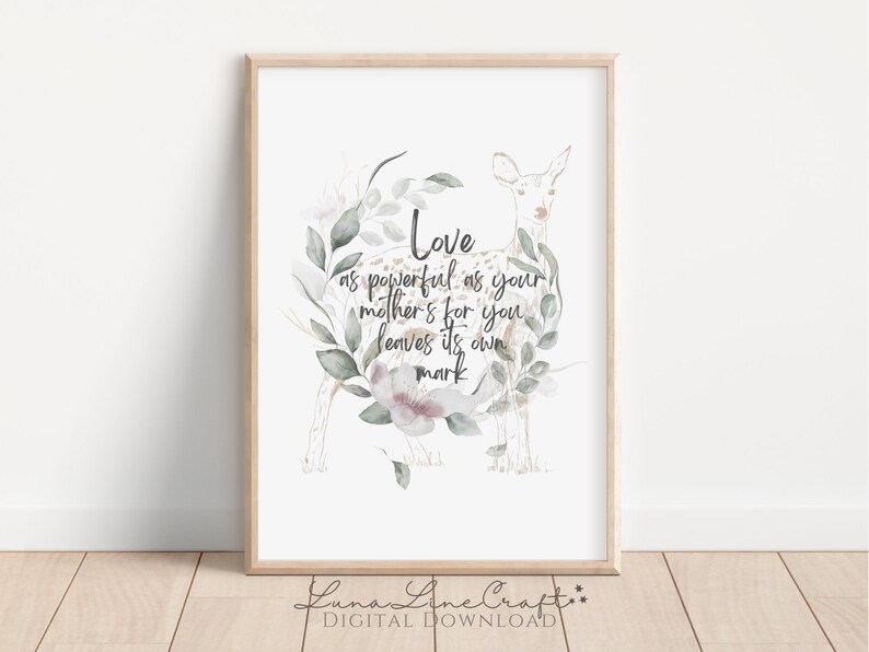 HP Mother's Love Inspirational Quote | Floral Watercolor Deer Printable ...