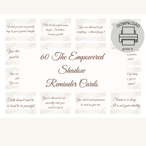 60 carte promemoria per il lavoro ombra – The Empowered Shadow Edition – Mazzo di autoriflessione stampabile + 10 carte vuote – Download digitale
