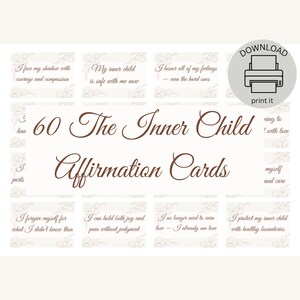 60 Shadow Work Affirmation Cards – Printable Deck for Self-Healing, Inner Child, Mental Health & Spiritual Growth | PDF Self-Care Tool